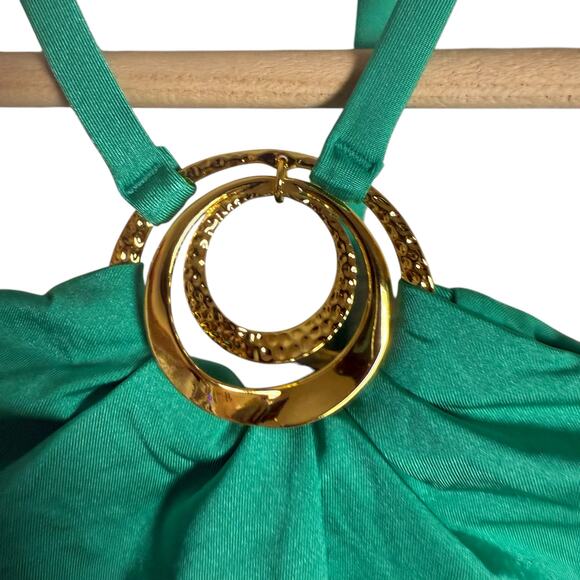 Sunshine 79 Green Gold Ring High Halter Neck One-Piece Swimsuit Size 4 - Picture 8 of 15